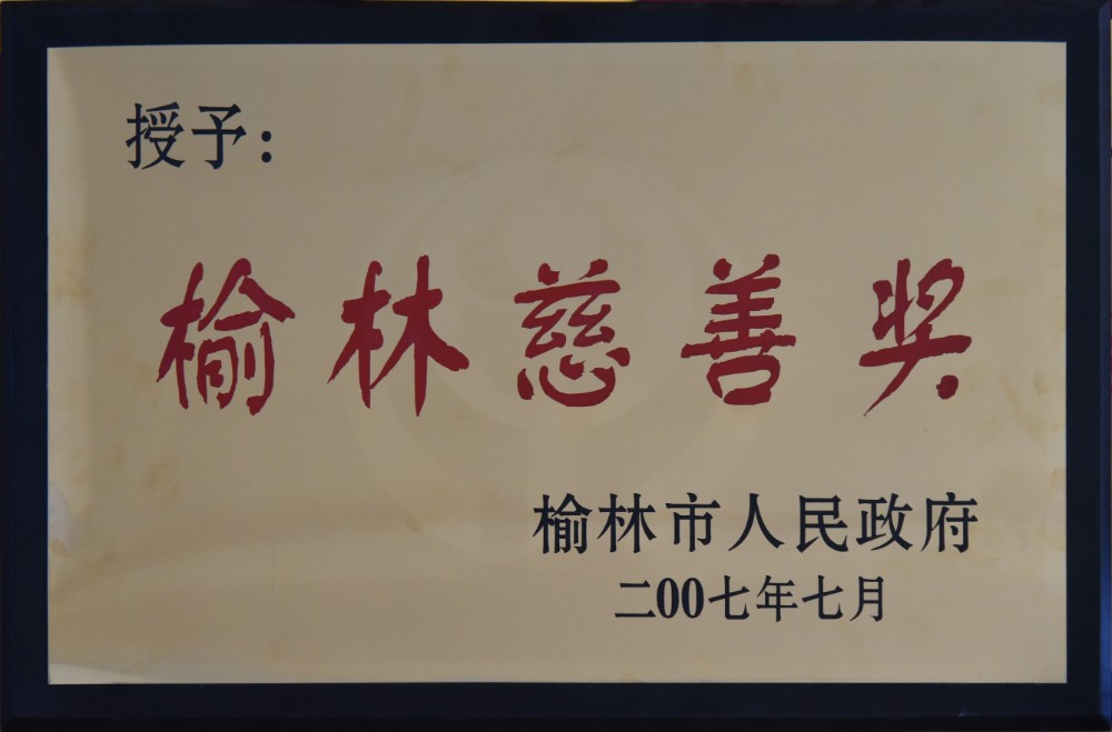 榆林慈善奖-2007年7月榆林市人民政府.JPG