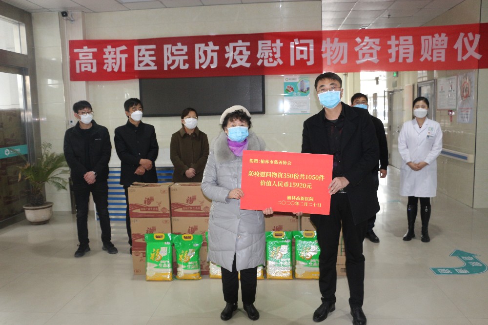 榆林高新医院捐赠给榆林市慈善协会价值15920元的防疫慰问物资.jpg